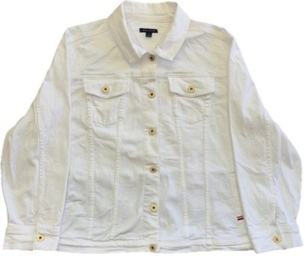Tommy Hilfiger White Denim Jacket Women’s Size 9 Trucker Button Front Classic